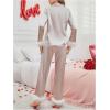 imageVerdusa Womens Fuzzy Fur Trim Satin Pajama Set Button Down Long Sleeve Shirt with PantsChampagne