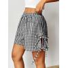imageVerdusa Womens Gingham Plaid Print Bow Tie Split Elastic Waist ShortsBlack and White