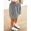 imageVerdusa Womens Gingham Plaid Print Bow Tie Split Elastic Waist ShortsBlack and White