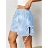 imageVerdusa Womens Gingham Plaid Print Bow Tie Split Elastic Waist ShortsLight Blue