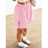 imageVerdusa Womens Gingham Plaid Print Bow Tie Split Elastic Waist ShortsPink