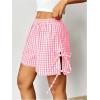 imageVerdusa Womens Gingham Plaid Print Bow Tie Split Elastic Waist ShortsPink