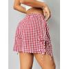 imageVerdusa Womens Gingham Plaid Print Bow Tie Split Elastic Waist ShortsRed and White