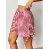 imageVerdusa Womens Gingham Plaid Print Bow Tie Split Elastic Waist ShortsRed and White