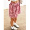 imageVerdusa Womens Gingham Plaid Print Bow Tie Split Elastic Waist ShortsRed and White