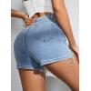 imageVerdusa Womens High Waisted Rhinestone Fringe Trim Denim ShortsBlue
