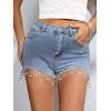 imageVerdusa Womens High Waisted Rhinestone Fringe Trim Denim ShortsBlue