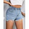 imageVerdusa Womens High Waisted Rhinestone Fringe Trim Denim ShortsBlue