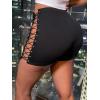 imageVerdusa Womens Lace Up Side Crisscross High Waist Skinny ShortsBlack