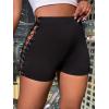 imageVerdusa Womens Lace Up Side Crisscross High Waist Skinny ShortsBlack