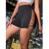 imageVerdusa Womens Lace Up Side Crisscross High Waist Skinny ShortsBlack