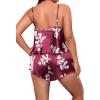 imageVerdusa Womens Plus Size 2 Piece Satin Pajama Floral Print Cami Top and Shorts SetBurgundy