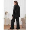 imageVerdusa Womens Satin Notch Collar Blouse and Ruffle Hem Pants PJ SetBlack