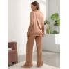 imageVerdusa Womens Satin Notch Collar Blouse and Ruffle Hem Pants PJ SetBurnt Orange