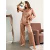 imageVerdusa Womens Satin Notch Collar Blouse and Ruffle Hem Pants PJ SetBurnt Orange
