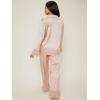 imageVerdusa Womens Satin Notch Collar Blouse and Ruffle Hem Pants PJ SetChampagne