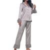 imageVerdusa Womens Satin Notch Collar Blouse and Ruffle Hem Pants PJ SetGrey