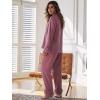 imageVerdusa Womens Satin Notch Collar Blouse and Ruffle Hem Pants PJ SetMauve Purple
