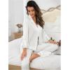 imageVerdusa Womens Satin Notch Collar Blouse and Ruffle Hem Pants PJ SetPlain White