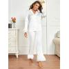 imageVerdusa Womens Satin Notch Collar Blouse and Ruffle Hem Pants PJ SetWhite