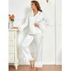 imageVerdusa Womens Satin Notch Collar Blouse and Ruffle Hem Pants PJ SetWhite