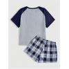 imageVerdusa Womens Two Piece Pajama Sets Plaid Pj Set Star Print Short Sleeve Tee and Shorts Comfy Sleepwear Casual Lounge SetsDark Blue