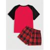 imageVerdusa Womens Two Piece Pajama Sets Plaid Pj Set Star Print Short Sleeve Tee and Shorts Comfy Sleepwear Casual Lounge SetsRed and Black