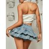imageVerdusa Womens Y2K Shorts Button Front Layered Ruffled Denim Mini SkortLight Wash