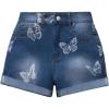 imageVerdusa Girls Denim Shorts High Waist Butterfly Print Rolled Hem Straight Leg ShortsMedium Wash