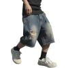 imageVerdusa Mens Baggy Bermuda Denim Shorts Streetwear Jean Short with PocketsDark Wash