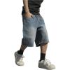 imageVerdusa Mens Baggy Bermuda Denim Shorts Streetwear Jean Short with PocketsGrey Blue