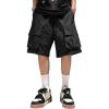 imageVerdusa Mens Loose Straight Leg Cargo Shorts Buckle Drawstring Waist Baggy ShortsBlack