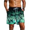 imageVerdusa Mens Tropical Print Drawstring Waist Swim Trunks Beach ShortsDark Green