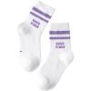 imageVerdusa Unisex Kid Striped Letter Print Athletic Socks Casual Crew SocksWhite Purple Letter