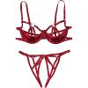 imageVerdusa Womens 2 Piece Cut Out Underwire Sexy See Through Bra and Panty Lingerie SetsBurgundy
