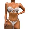 imageVerdusa Womens 2 Piece Cut Out Underwire Sexy See Through Bra and Panty Lingerie SetsWhite