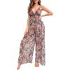 imageVerdusa Womens 2 Piece Floral Print Mesh Pajama Sets Tie Front V Neck Cami Top and PantsMulticolor