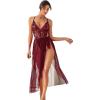 imageVerdusa Womens 2 Piece Lingerie Sets Lace High Cut Teddy Bodysuit with Mesh Skirt