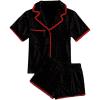imageVerdusa Womens 2 Piece Pajama Sets Cute Pj Set Button Up Short Sleeve Top and Short Sleepwear Lounge SetsBlack and Red