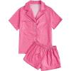 imageVerdusa Womens 2 Piece Pajama Sets Cute Pj Set Button Up Short Sleeve Top and Short Sleepwear Lounge SetsPink