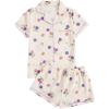 imageVerdusa Womens 2 Piece Pajama Sets Cute Printed Pj Set Button Up Shirts with Shorts Lounge SleepwearFig White