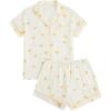 imageVerdusa Womens 2 Piece Pajama Sets Cute Printed Pj Set Button Up Shirts with Shorts Lounge SleepwearOrange Beige