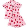 imageVerdusa Womens 2 Piece Pajama Sets Cute Printed Pj Set Button Up Shirts with Shorts Lounge SleepwearRed Pink
