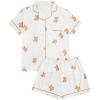 imageVerdusa Womens 2 Piece Pajama Sets Cute Printed Pj Set Button Up Shirts with Shorts Lounge SleepwearWhite