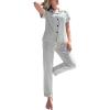 imageVerdusa Womens 2 Piece Pajama Sets Cute Printed Pj Sets Sleepwear Button Up Shirt with Pants Lounge SetWhite Polka Dots