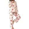 imageVerdusa Womens 2 Piece Pj Sets Matching Sets Printed Pajama Sets Sleepwear Long Sleeve Tops and PantsApricot Strawberry