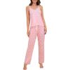 imageVerdusa Womens 2 Piece Polka Dots Lace Cami Top and Pants Sleepwear Pajama SetPink and White