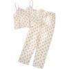 imageVerdusa Womens 2 Piece Printed Pajama Sets Sleepwear Spaghetti Strap Cami Top and Pants Pj SetBeige