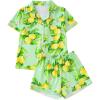 imageVerdusa Womens 2 Piece Sleepwear Button Down Pajama Sets Short Sleeve Shirt and ShortsGreen