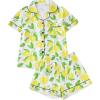 imageVerdusa Womens 2 Piece Sleepwear Button Down Pajama Sets Short Sleeve Shirt and ShortsWhite Lemon